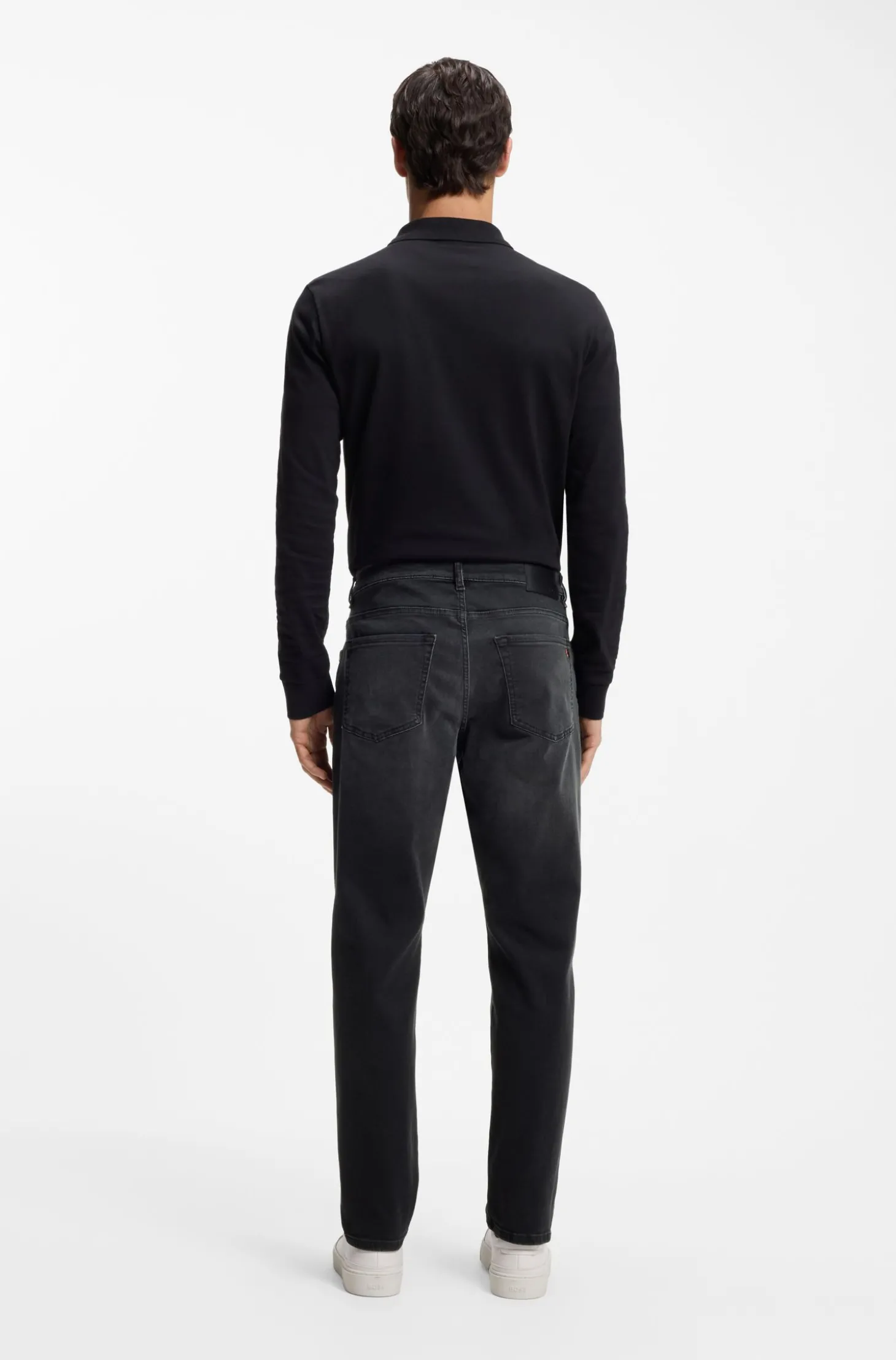 Maine Regular-Fit Jeans aus schwarzem Super-Stretch-Denim