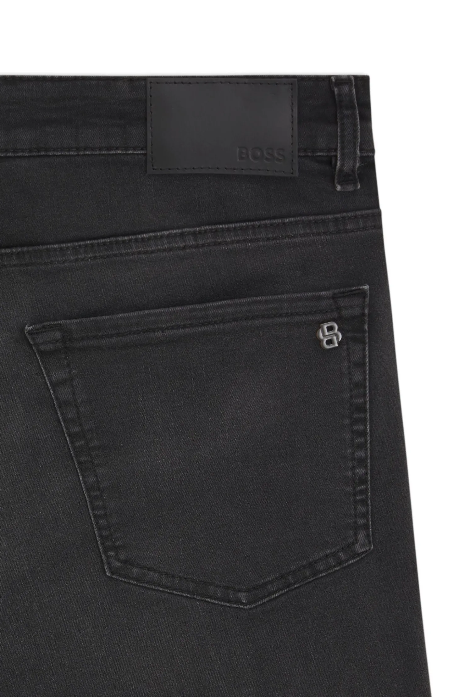 Maine Regular-Fit Jeans aus schwarzem Super-Stretch-Denim