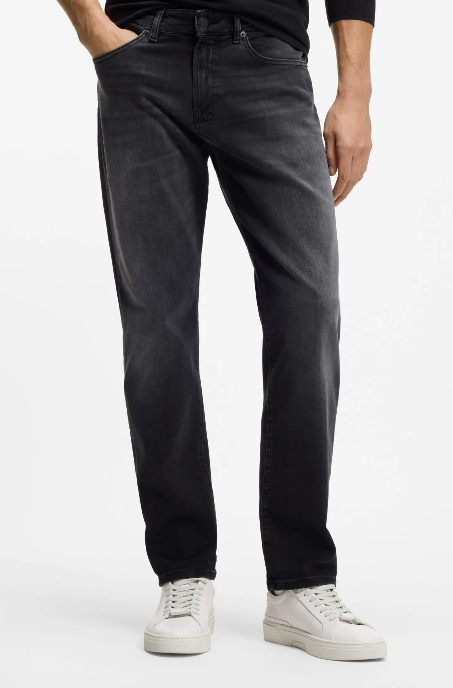 Maine Regular-Fit Jeans aus schwarzem Super-Stretch-Denim