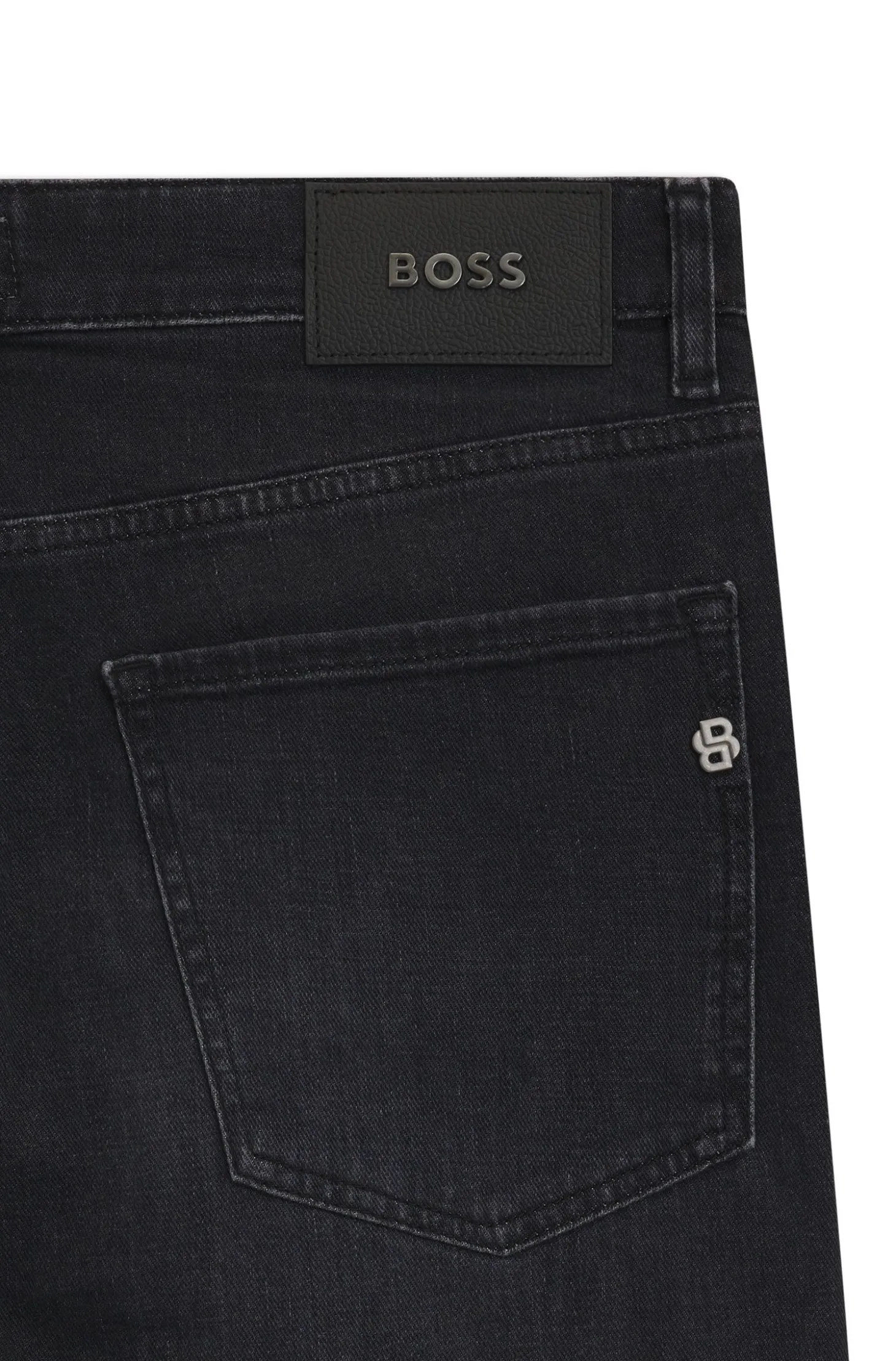 Maine Schwarze Regular-Fit Jeans aus besonders softem italienischem Denim
