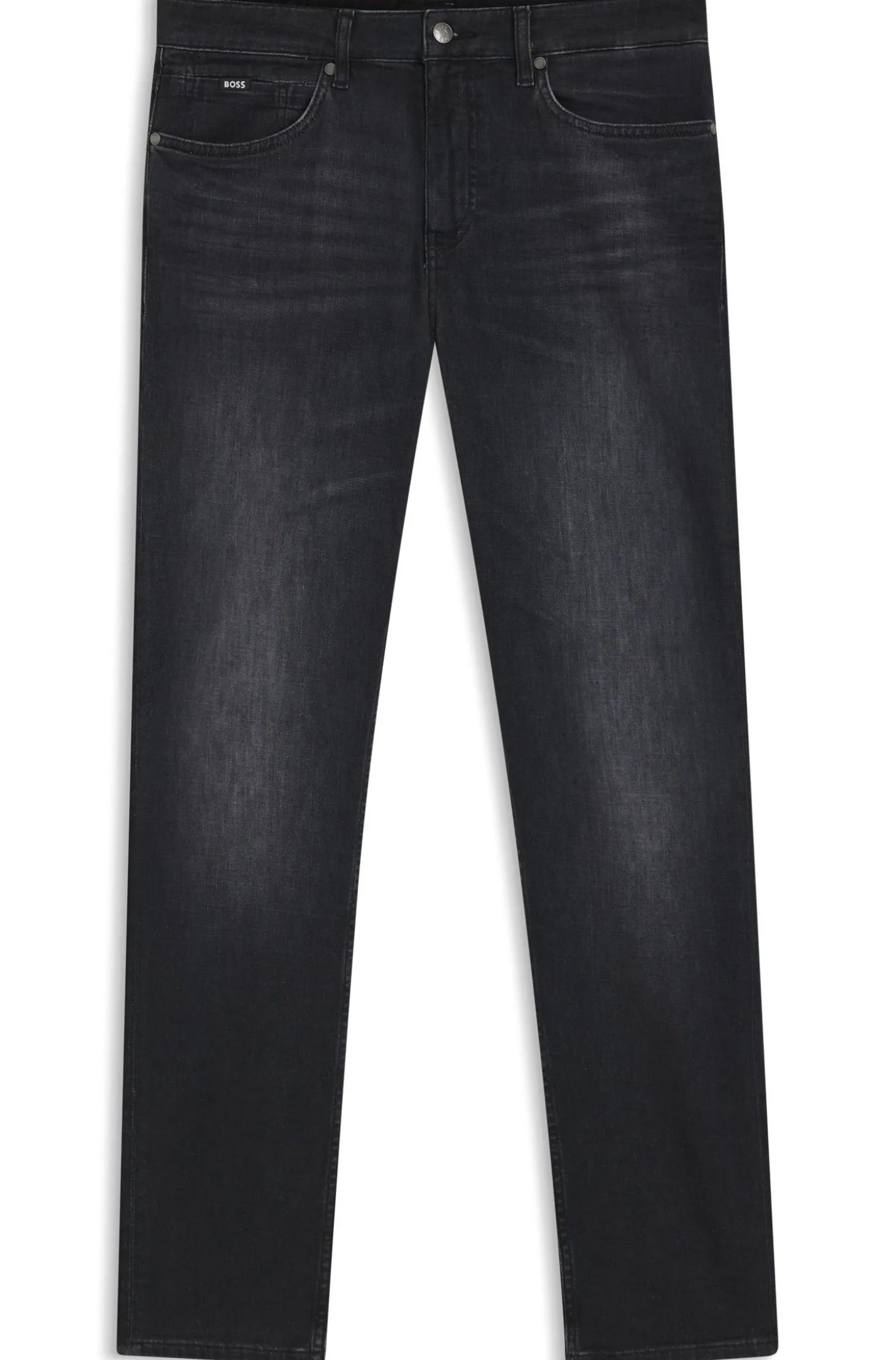 Maine Schwarze Regular-Fit Jeans aus besonders softem italienischem Denim