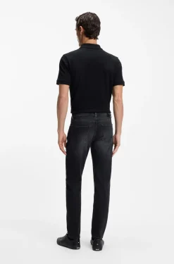 Maine Schwarze Regular-Fit Jeans aus besonders softem italienischem Denim