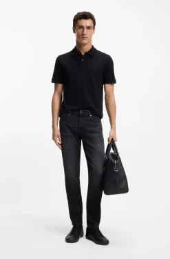 Maine Schwarze Regular-Fit Jeans aus besonders softem italienischem Denim