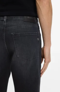 Maine Schwarze Regular-Fit Jeans aus besonders softem italienischem Denim