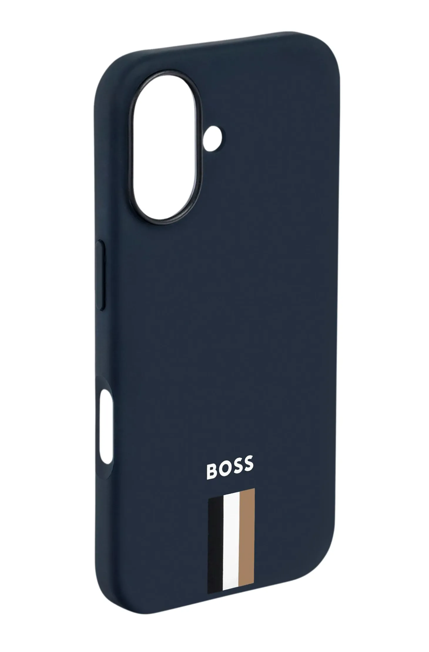 Mattblaue iPhone 16 Hülle mit Signature-Streifen
