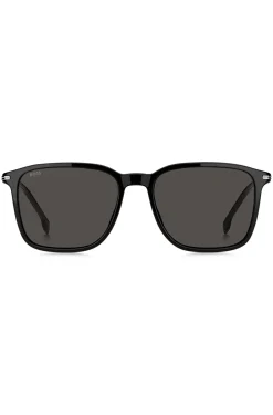 Mattschwarze Sonnenbrille mit Streifen-Detail