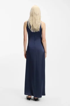 Maxikleid aus Satin mit gerafften Details