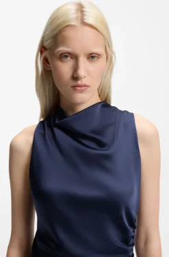 Maxikleid aus Satin mit gerafften Details
