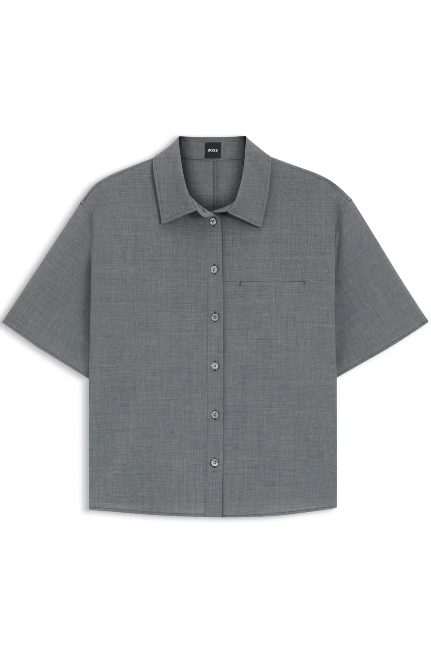 Melierte Cropped-Bluse aus Schurwolle