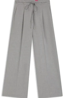 Melierte Regular-Fit Hose aus elastischem Gewebe mit weitem Bein