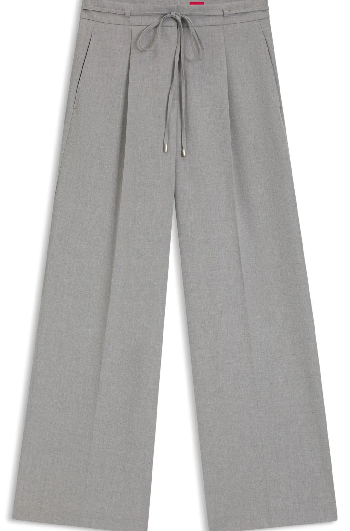 Melierte Regular-Fit Hose aus elastischem Gewebe mit weitem Bein