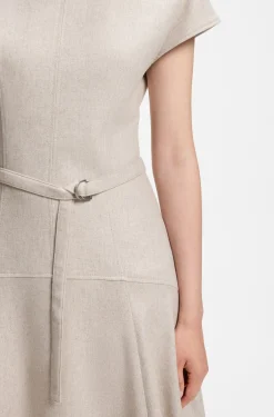 Meliertes Maxikleid aus Flanell mit Gürtel