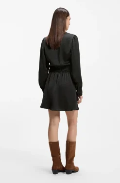 Midikleid aus Satin in Knitter-Optik