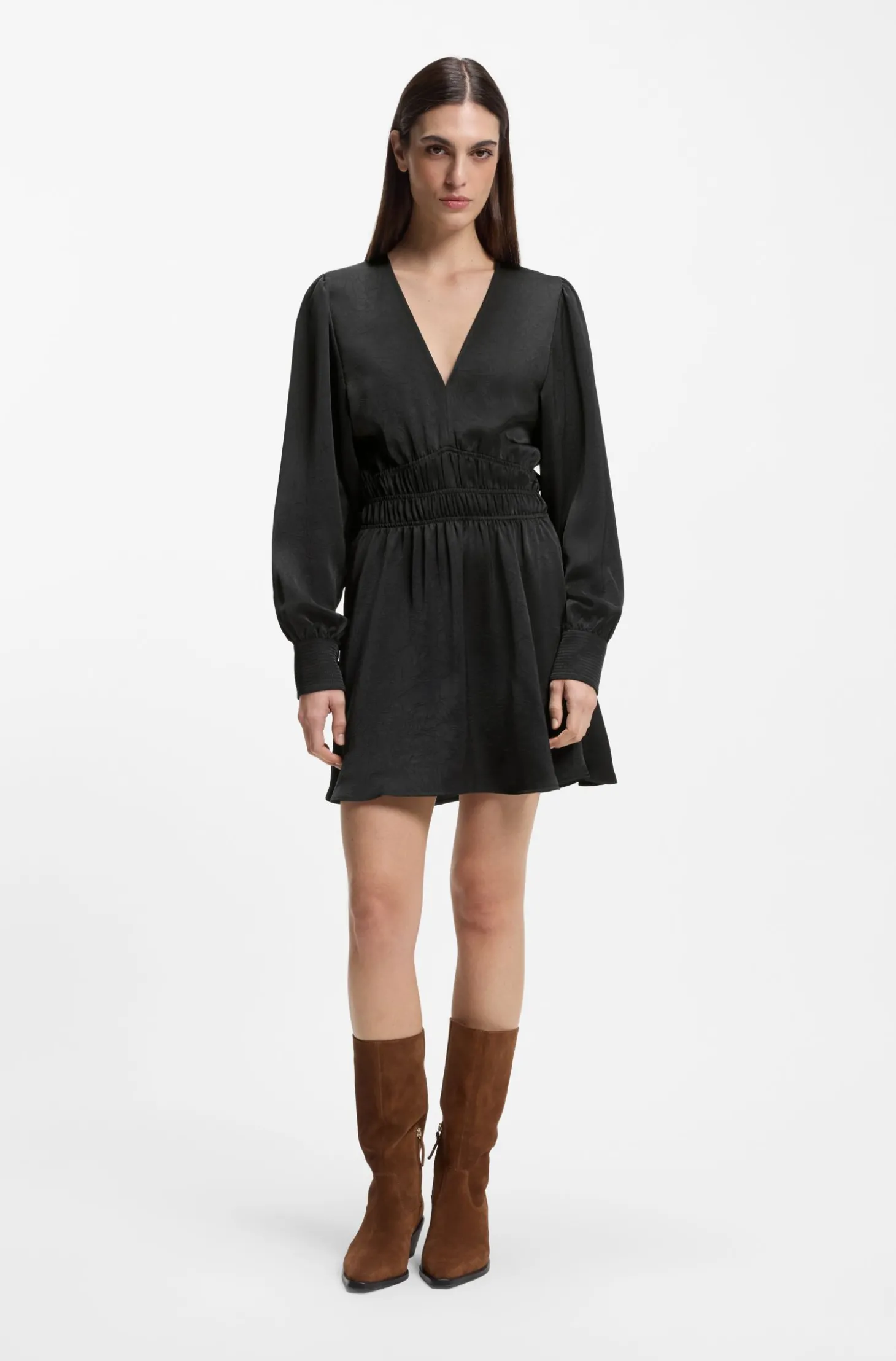 Midikleid aus Satin in Knitter-Optik
