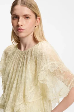Mini-Cape-Bluse mit Spitzenbesätzen