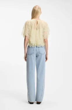 Mini-Cape-Bluse mit Spitzenbesätzen