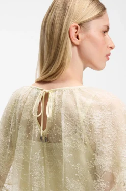 Mini-Cape-Bluse mit Spitzenbesätzen