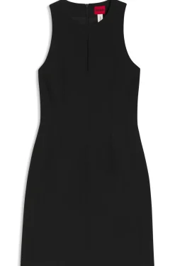 Minikleid aus Stretch-Twill mit Schlüsselloch-Ausschnitt