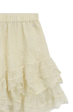 Mini Skort aus geraffter Spitze