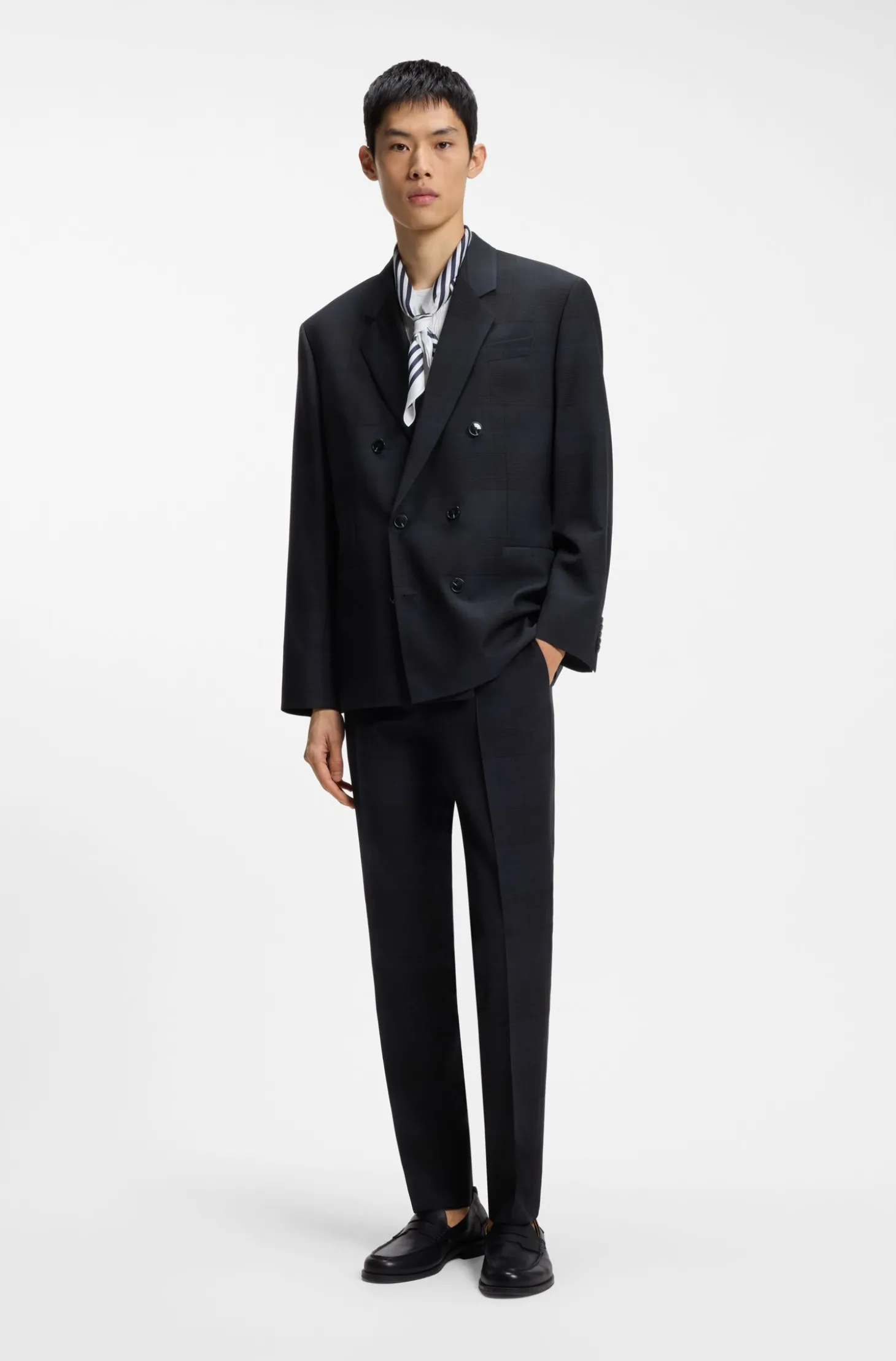 Modern-Fit Blazer aus karierter Schurwolle