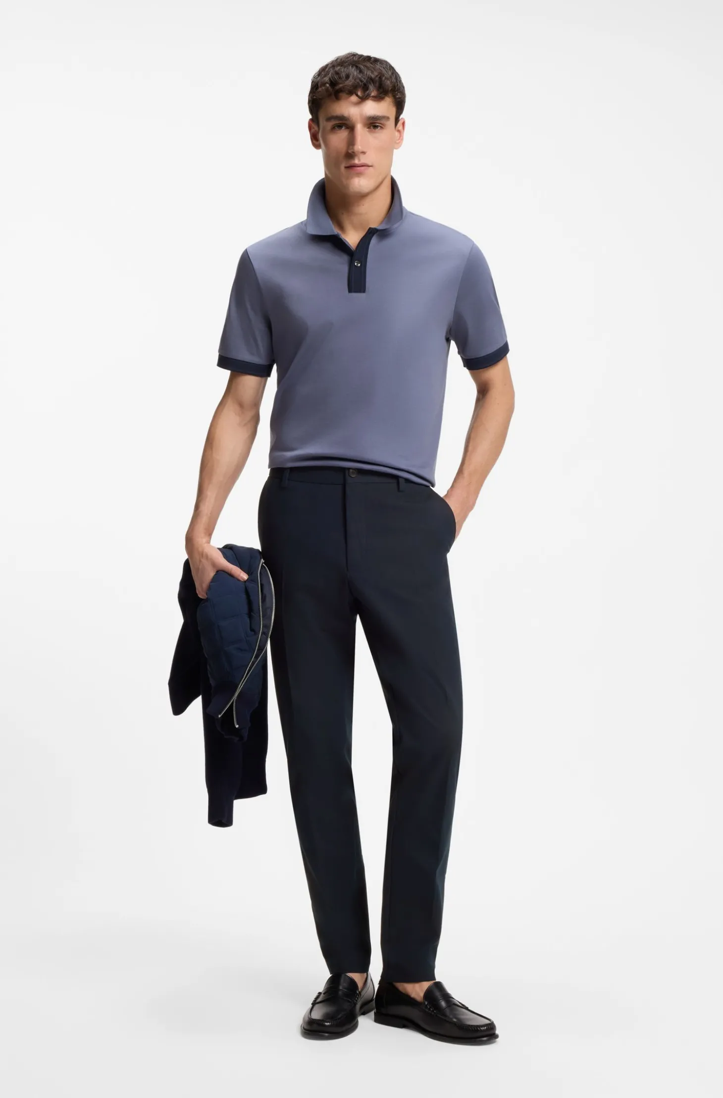 Modern-Fit Hose aus Baumwoll-Mix mit Twill-Struktur