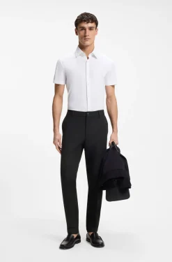 Modern-Fit Hose aus Baumwoll-Mix mit Twill-Struktur