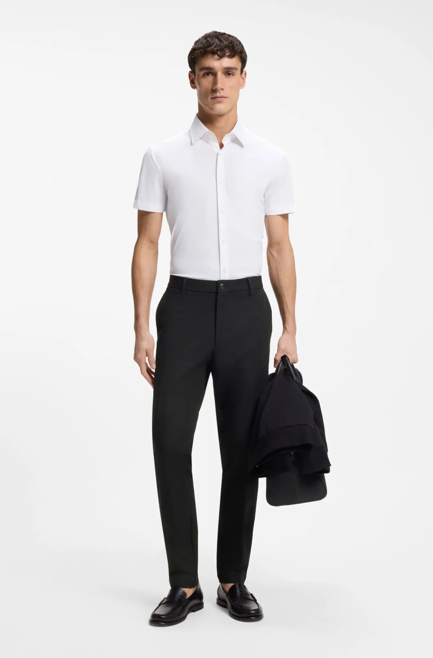 Modern-Fit Hose aus Baumwoll-Mix mit Twill-Struktur