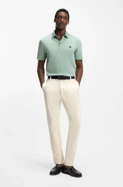 Modern-Fit Hose aus bügelleichtem Baumwoll-Mix mit Twill-Struktur