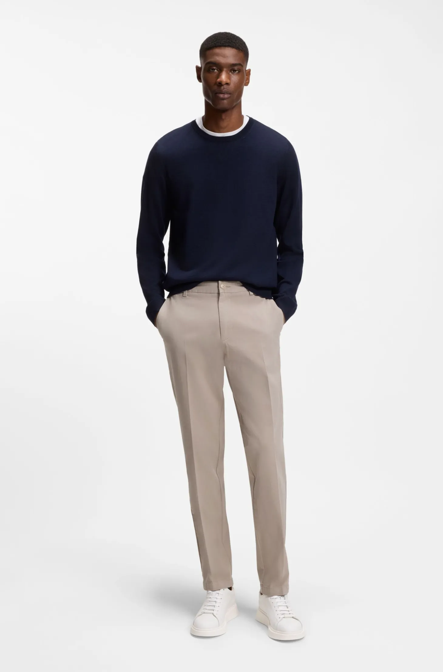 Modern-Fit Hose aus elastischer Baumwoll-Gabardine