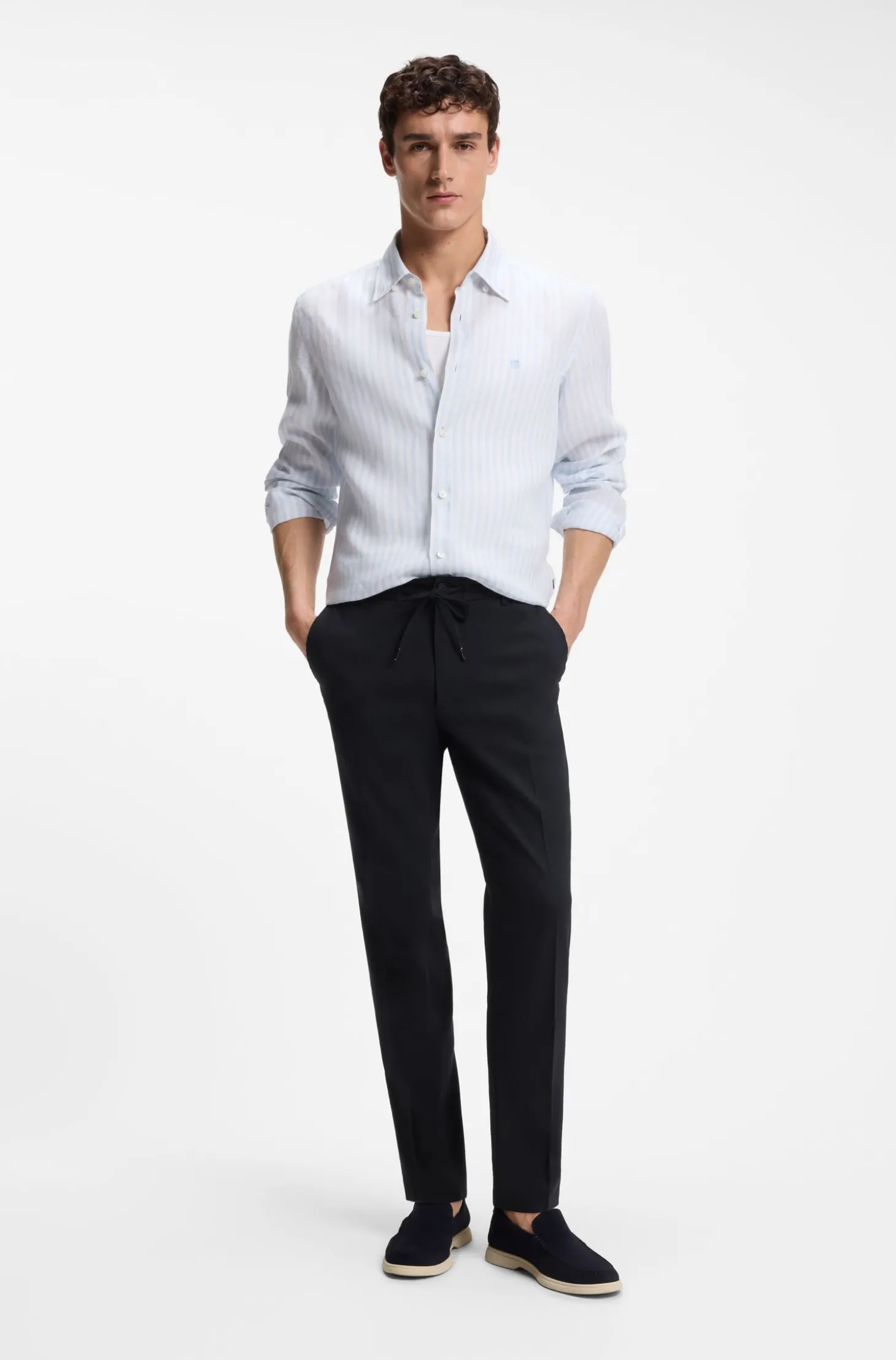 Modern-Fit Hose aus Leinen-Mix