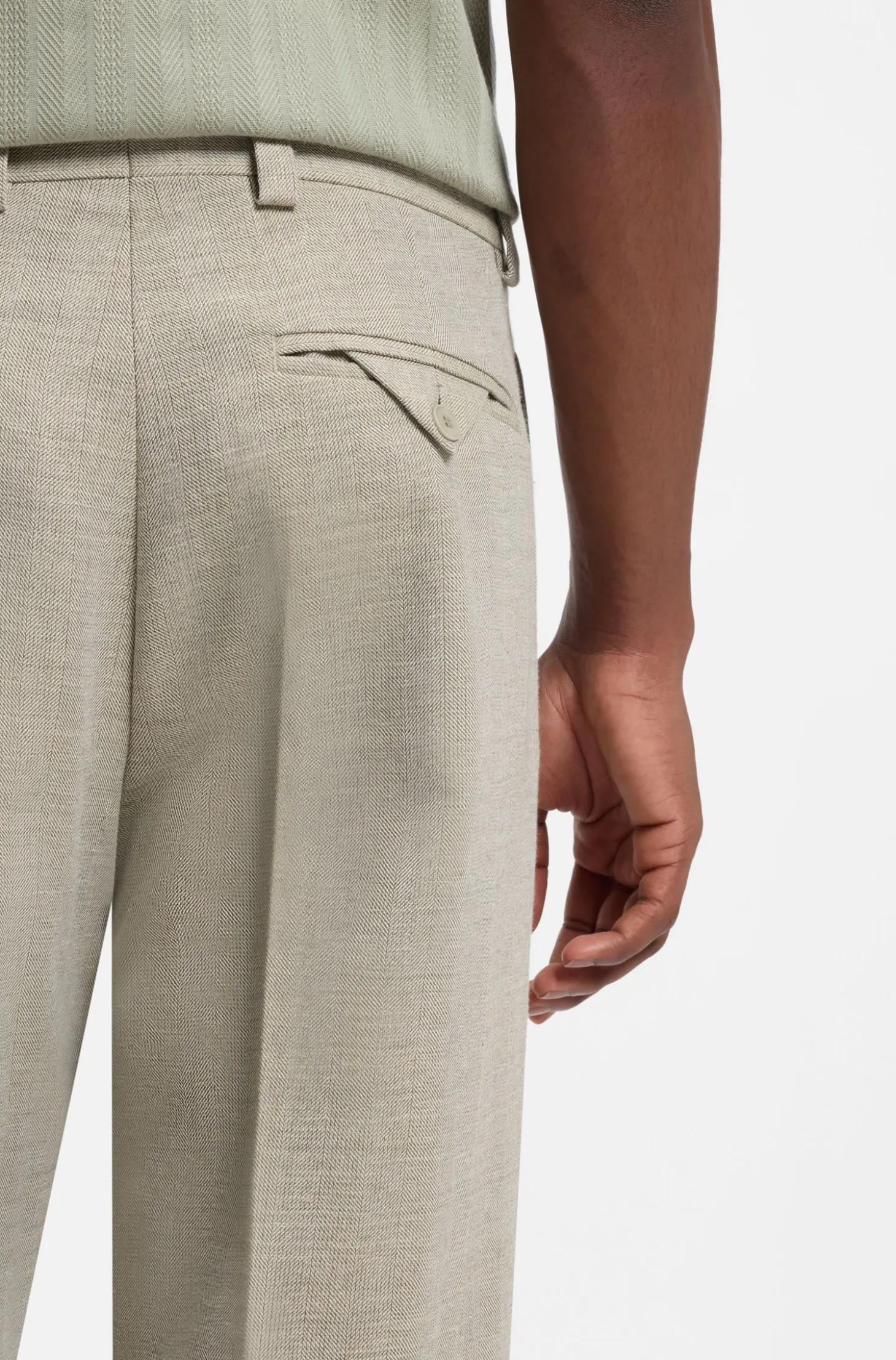 Modern-Fit Hose mit Fischgrät-Webstruktur