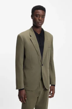 Modern-Fit Jacke aus Baumwoll-Mix mit Twill-Struktur