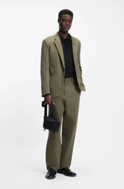 Modern-Fit Jacke aus Baumwoll-Mix mit Twill-Struktur