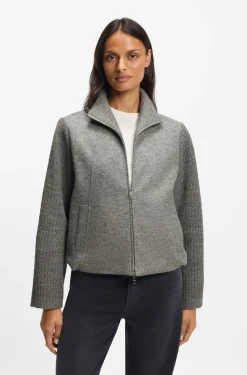 Modern-Fit Jacke aus gekochter Schurwolle