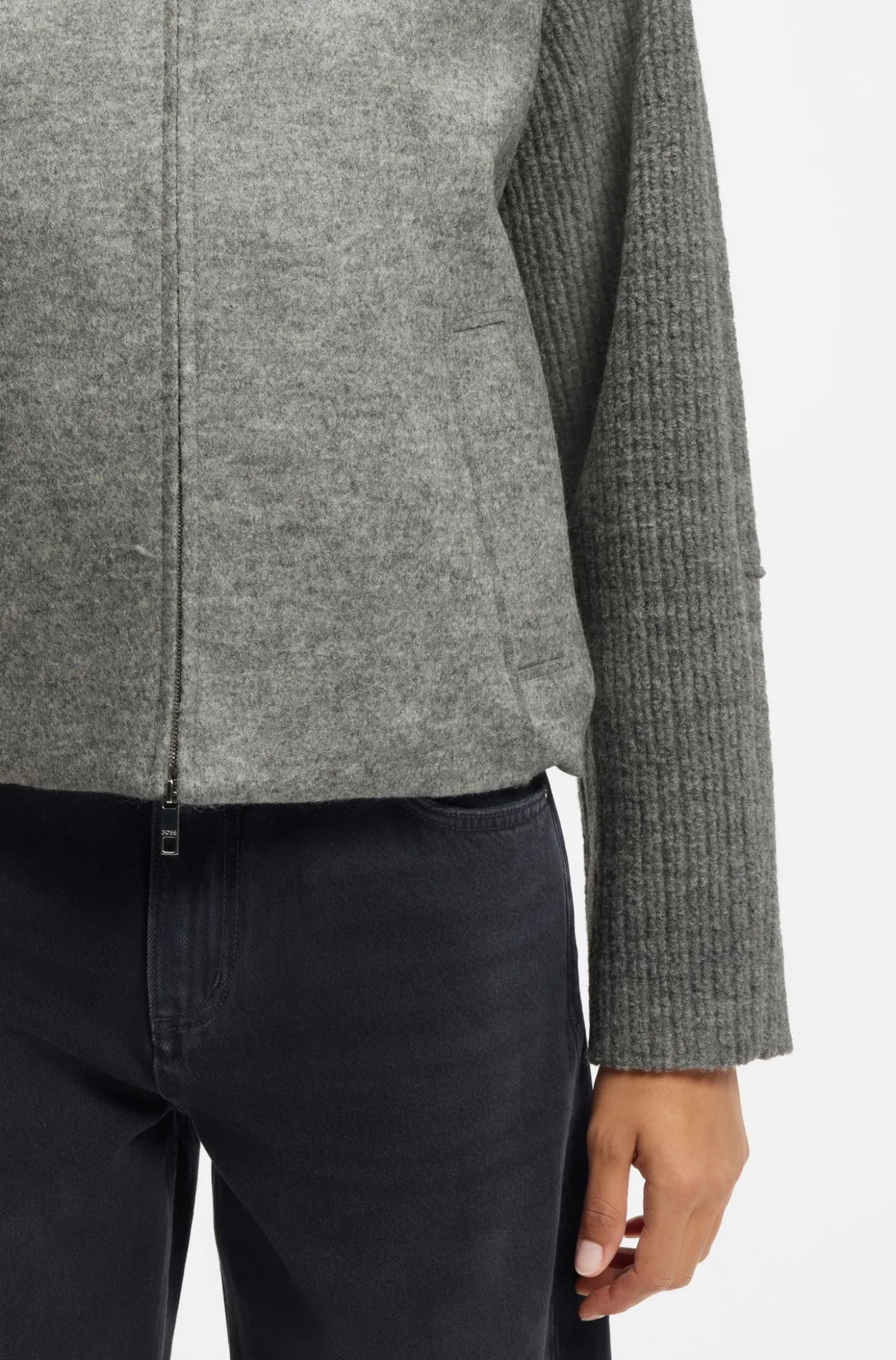 Modern-Fit Jacke aus gekochter Schurwolle