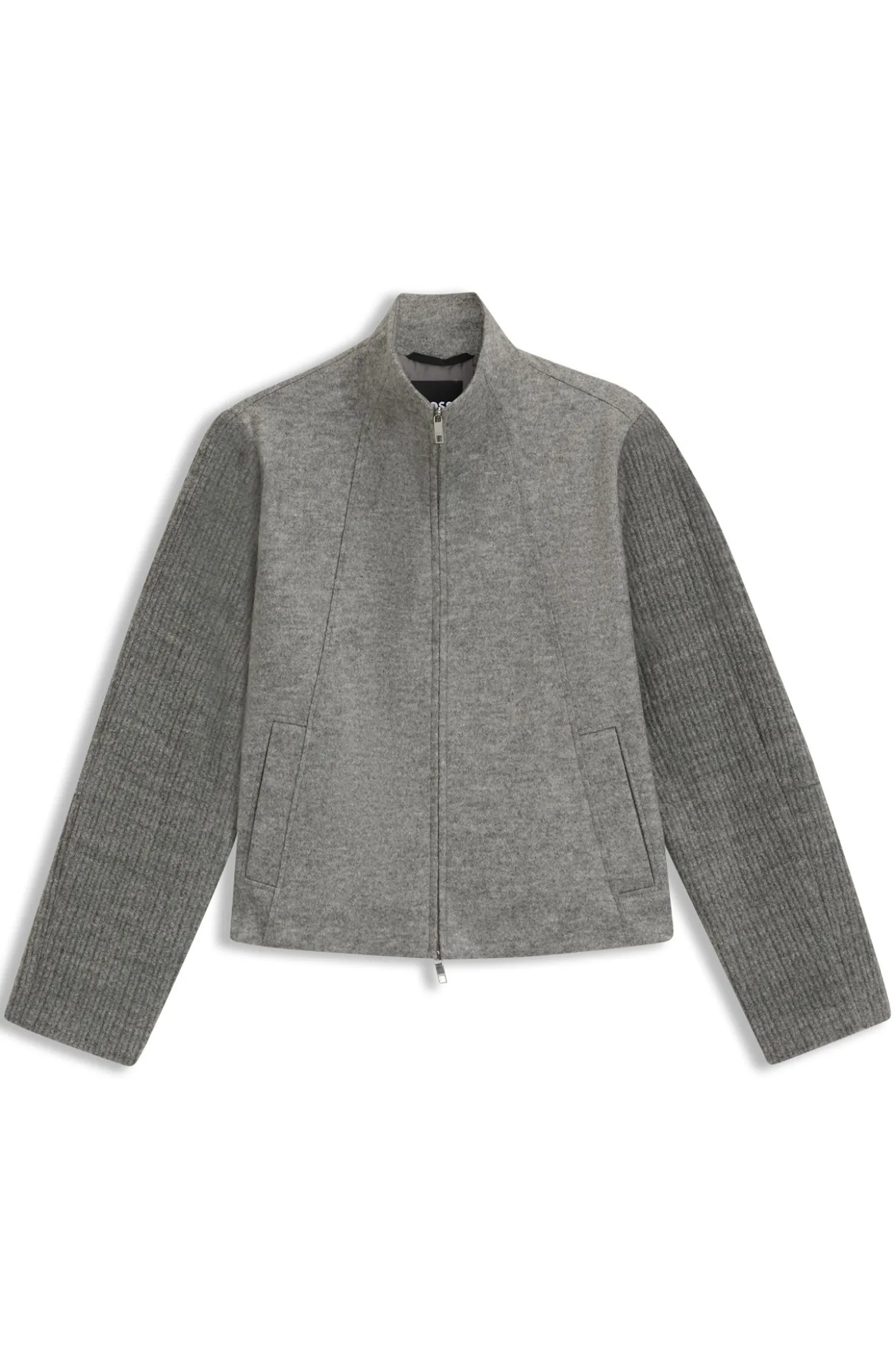 Modern-Fit Jacke aus gekochter Schurwolle