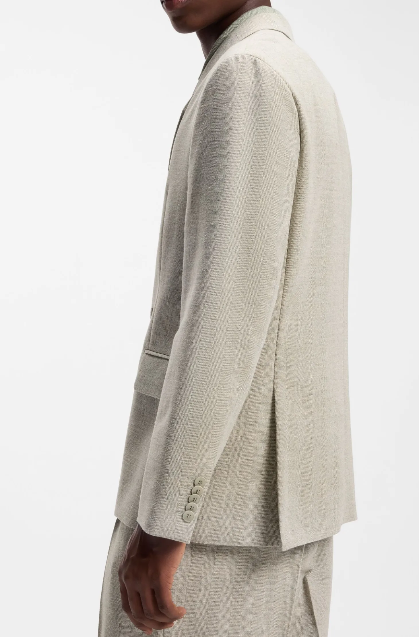 Modern-Fit Jacke mit Fischgrät-Webstruktur