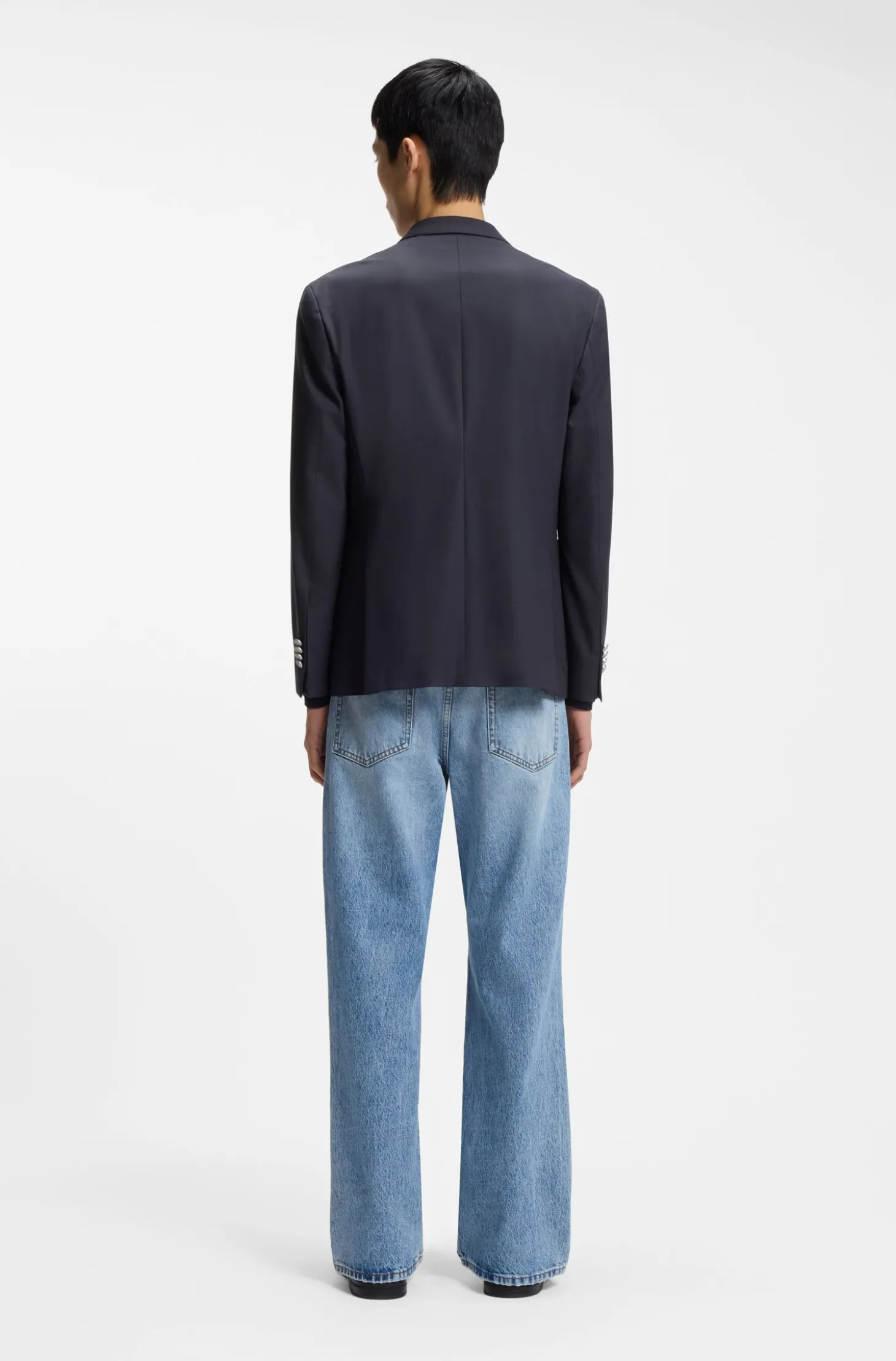 Modern-Fit Popeline-Blazer aus Woll-Mix