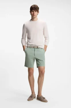 Modern-Fit Shorts aus überfärbtem elastischem Baumwoll-Twill