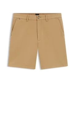 Modern-Fit Shorts aus überfärbtem elastischem Baumwoll-Twill