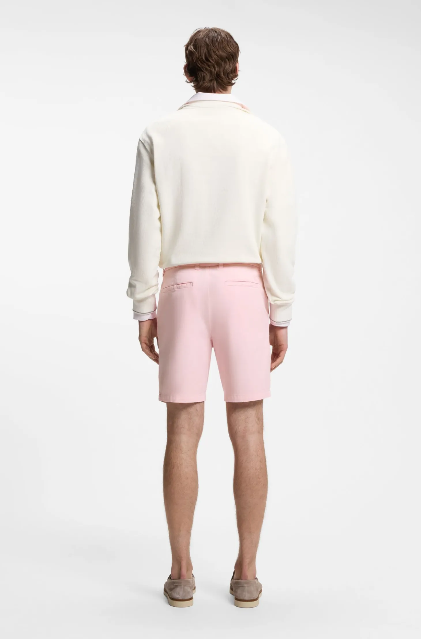 Modern-Fit Shorts aus überfärbtem elastischem Baumwoll-Twill