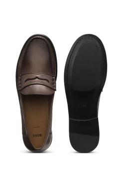 Mokassins aus Leder mit Pennyloafer-Besatz