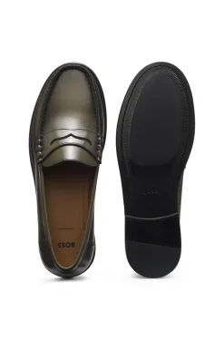 Mokassins aus Leder mit Pennyloafer-Besatz