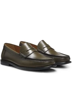 Mokassins aus Leder mit Pennyloafer-Besatz