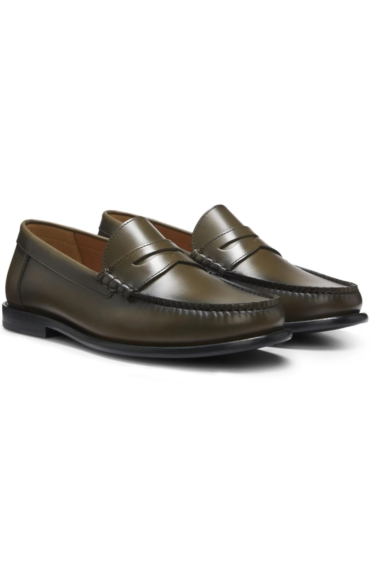 Mokassins aus Leder mit Pennyloafer-Besatz