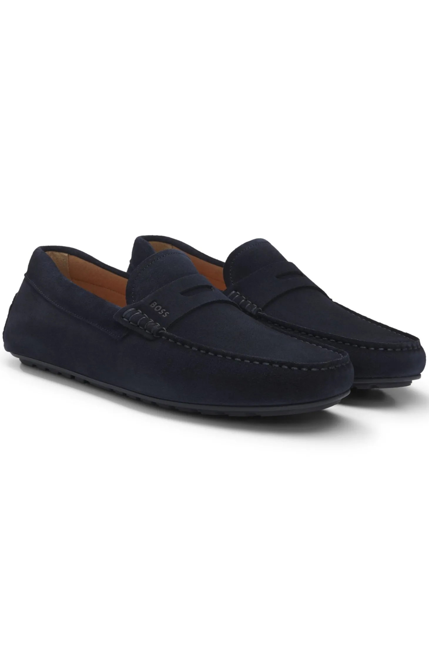 Mokassins aus Veloursleder mit Pennyloafer-Detail