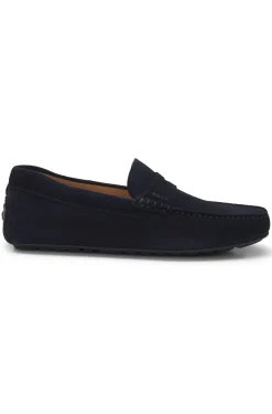 Mokassins aus Veloursleder mit Pennyloafer-Detail