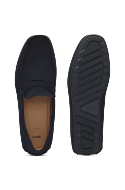 Mokassins aus Veloursleder mit Pennyloafer-Detail
