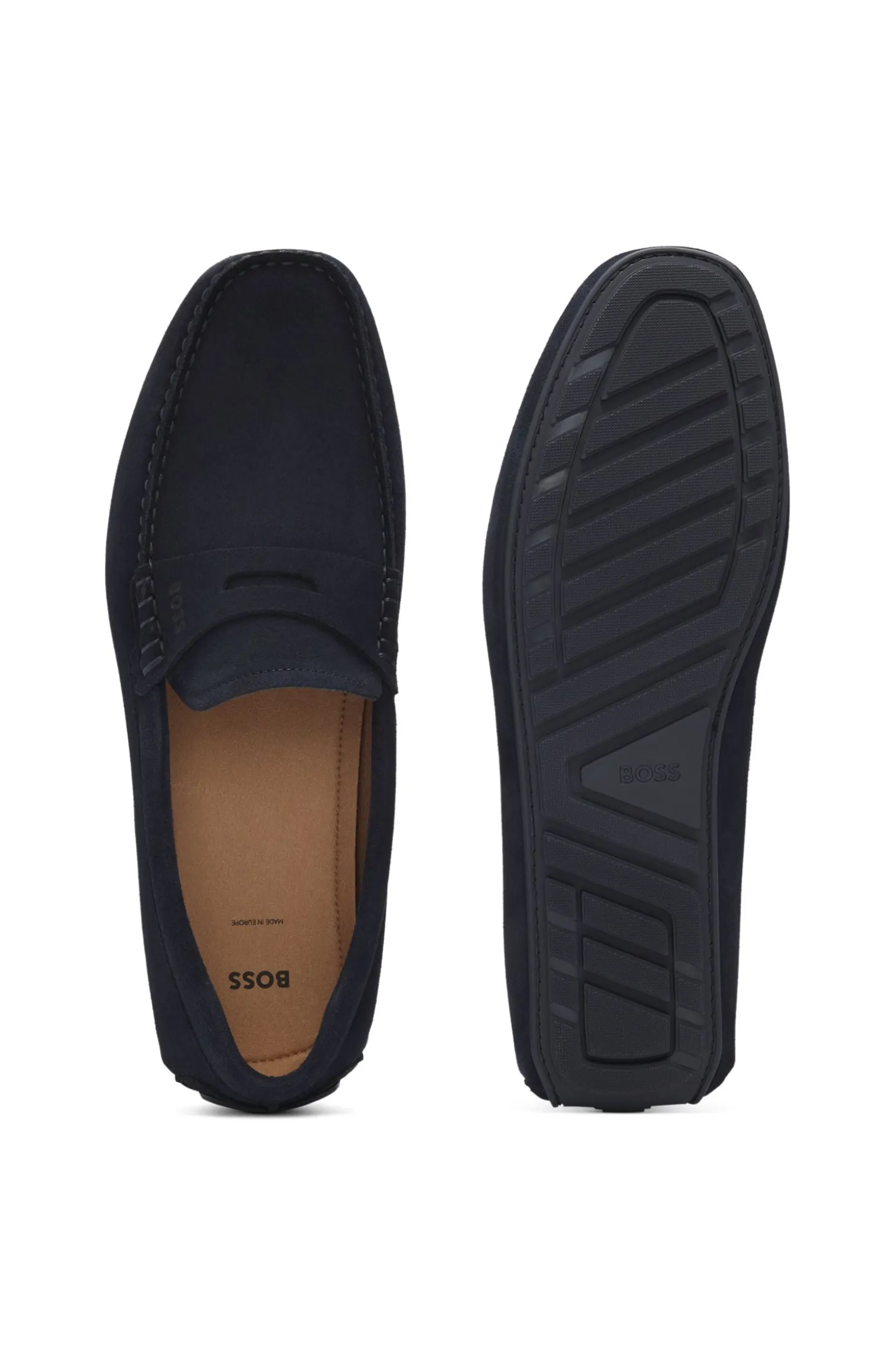 Mokassins aus Veloursleder mit Pennyloafer-Detail