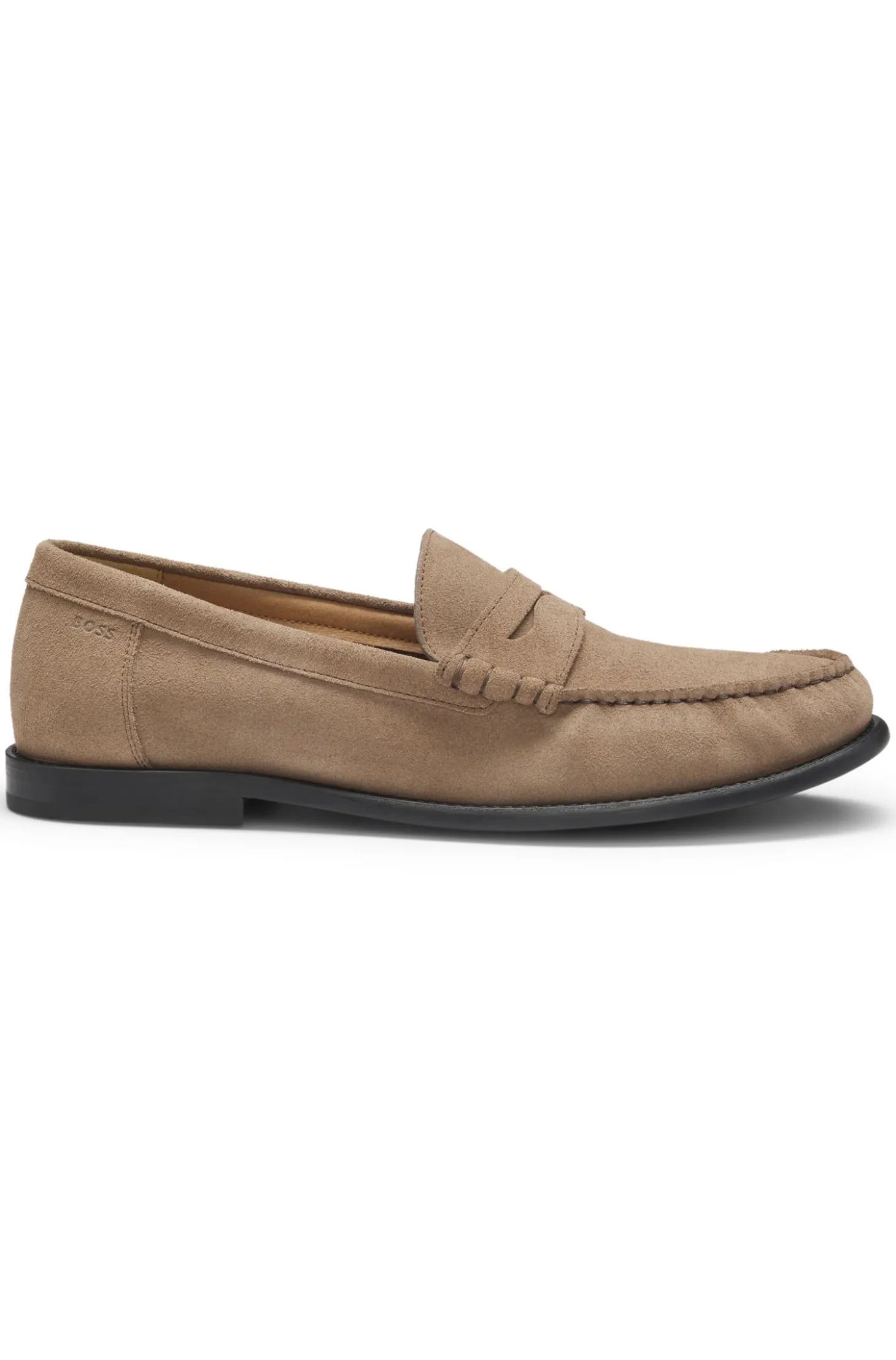 Mokassins aus Veloursleder mit Pennyloafer-Detail und geprägtem Logo